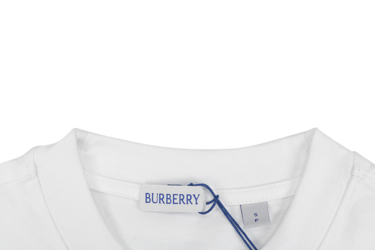 Burberry Check Flag Embroidered T-Shirt in White