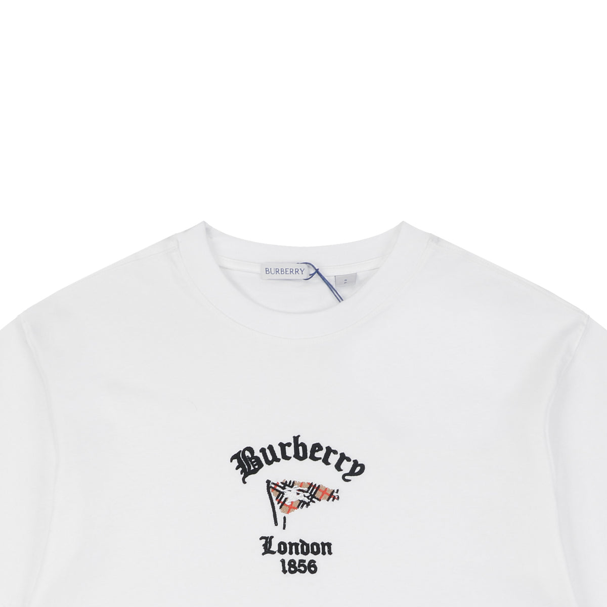 Burberry Check Flag Embroidered T-Shirt in White