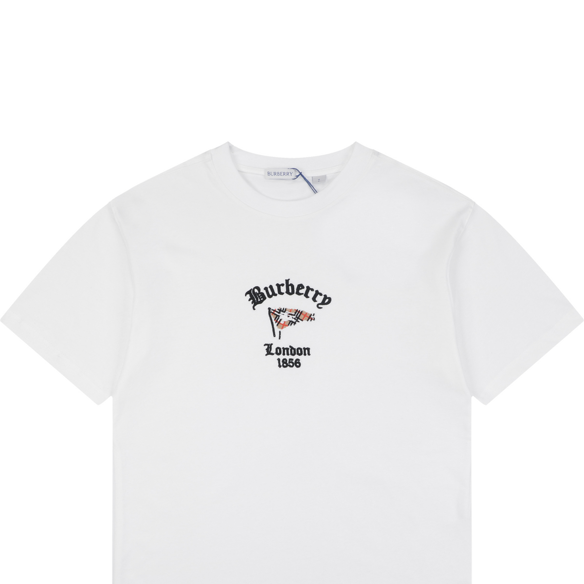 Burberry Check Flag Embroidered T-Shirt in White