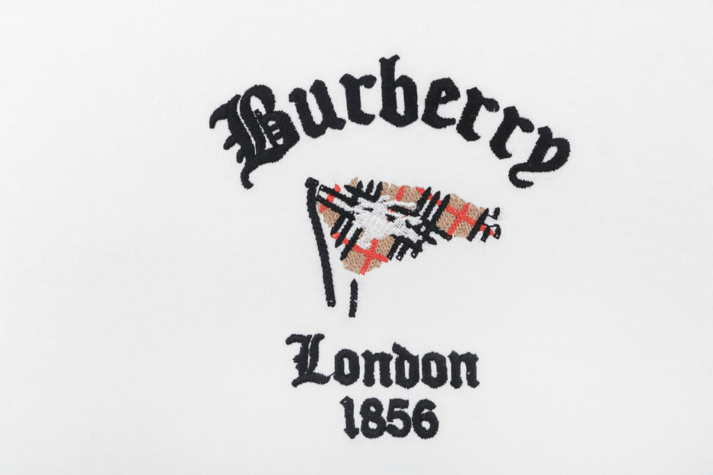 Burberry Check Flag Embroidered T-Shirt in White