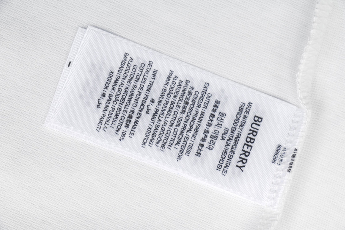 Burberry Check Flag Embroidered T-Shirt in White