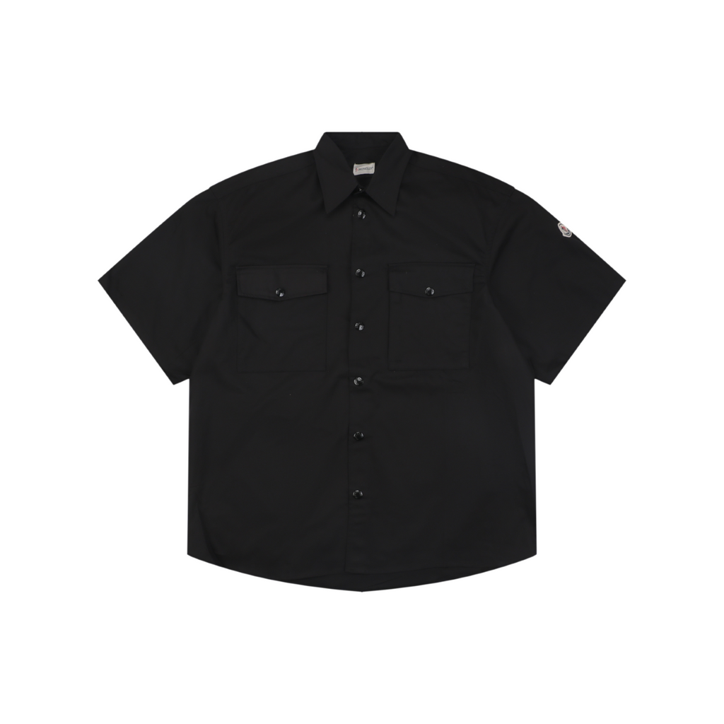 Moncler Dual-Pocket M-Patch Short-Sleeve Shirt in Black