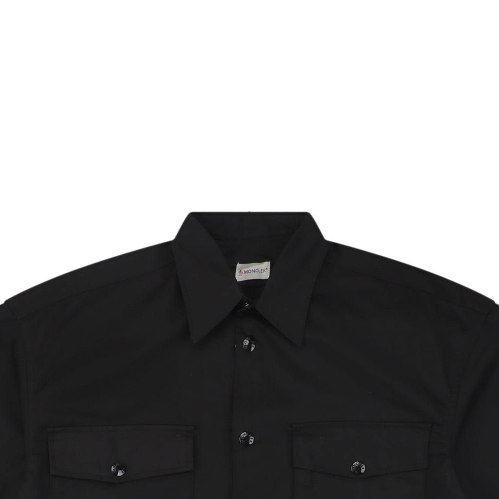 Moncler Dual-Pocket M-Patch Short-Sleeve Shirt in Black