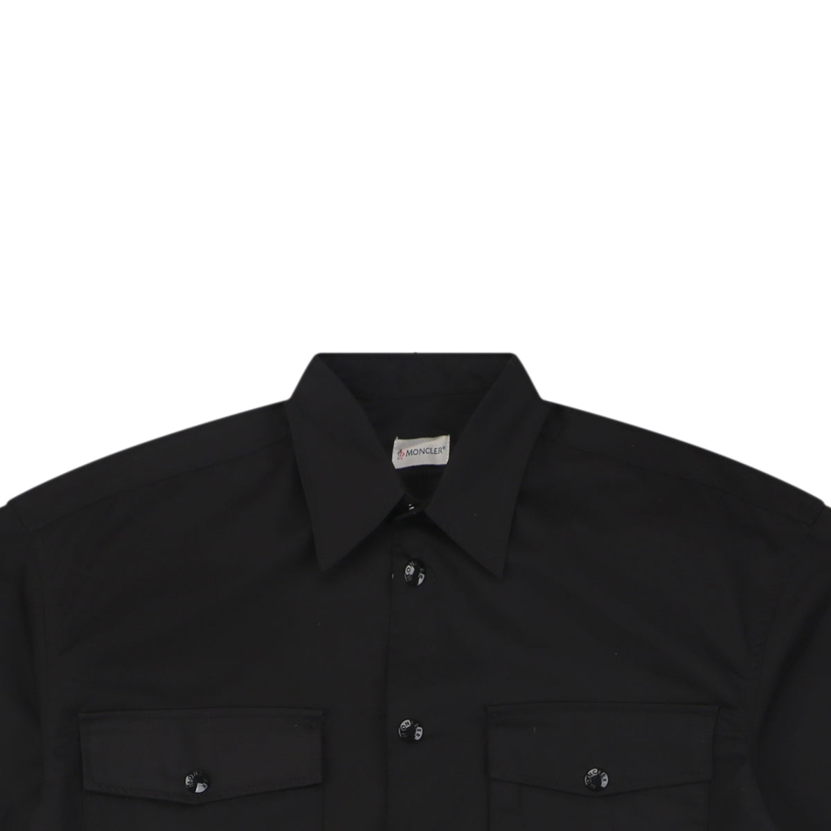 Moncler Dual-Pocket M-Patch Short-Sleeve Shirt in Black