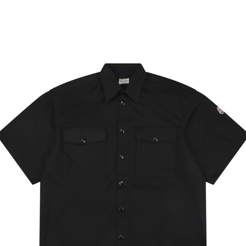 Moncler Dual-Pocket M-Patch Short-Sleeve Shirt in Black