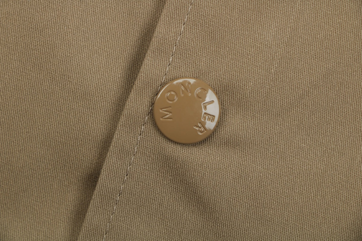 Moncler Dual-Pocket M-Patch Short-Sleeve Shirt in Khaki