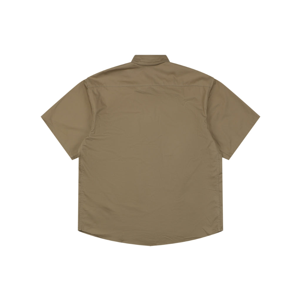 Moncler Dual-Pocket M-Patch Short-Sleeve Shirt in Khaki