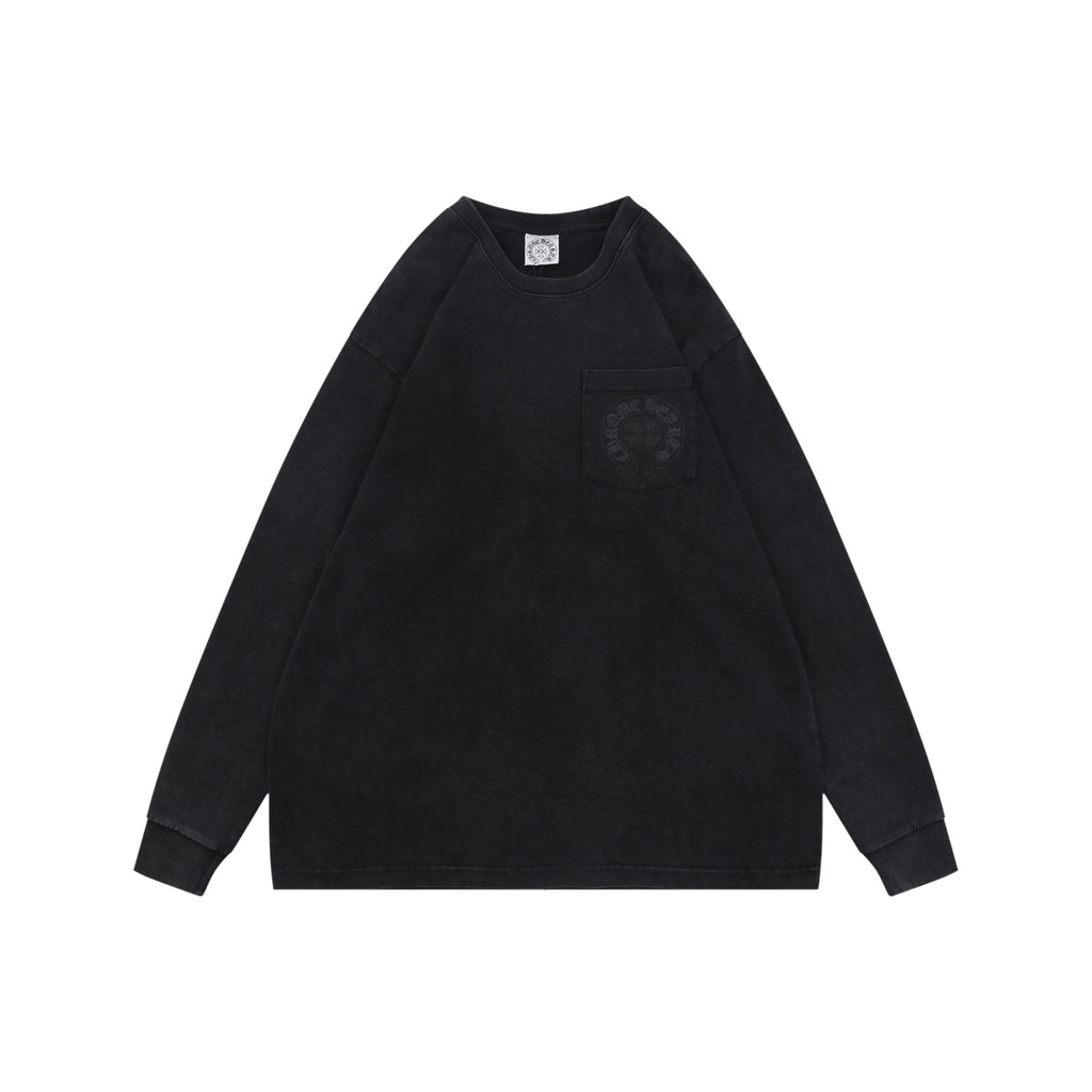 Chrome Hearts Shadow Cross Print Washed Long-Sleeve T-Shirt in Black