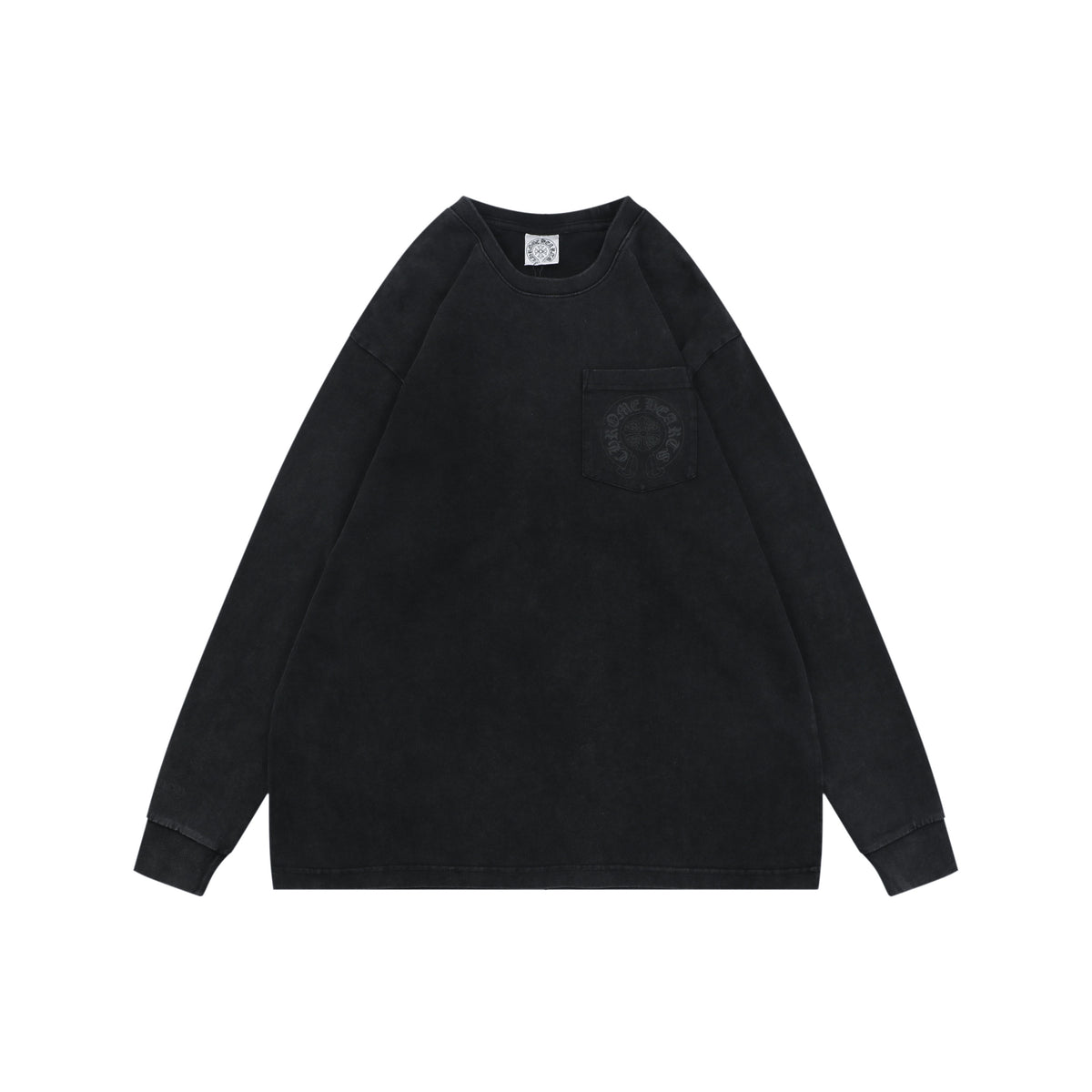 Chrome Hearts Shadow Cross Print Washed Long-Sleeve T-Shirt in Black