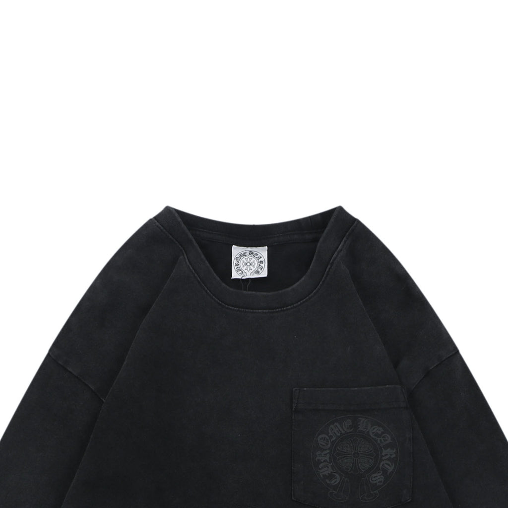 Chrome Hearts Shadow Cross Print Washed Long-Sleeve T-Shirt in Black