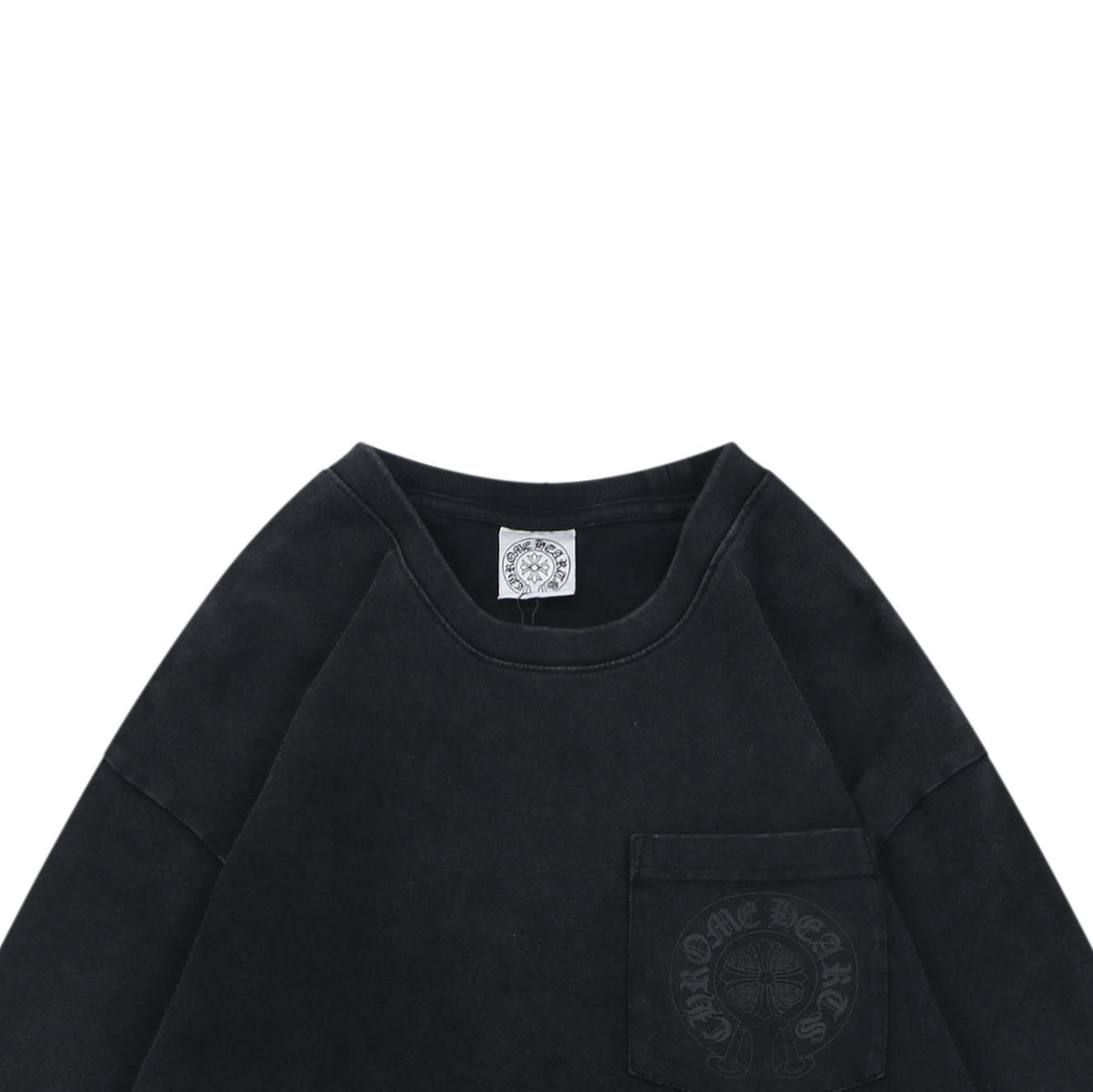 Chrome Hearts Shadow Cross Print Washed Long-Sleeve T-Shirt in Black