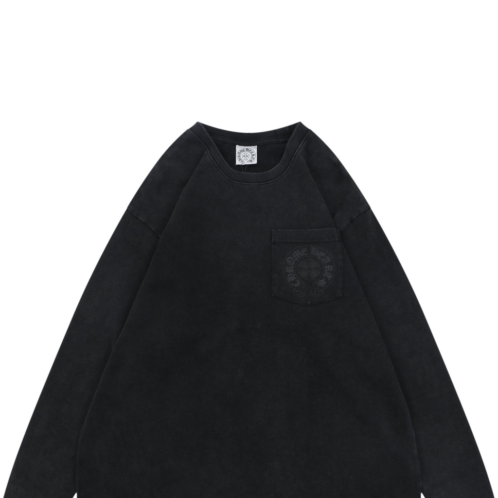 Chrome Hearts Shadow Cross Print Washed Long-Sleeve T-Shirt in Black