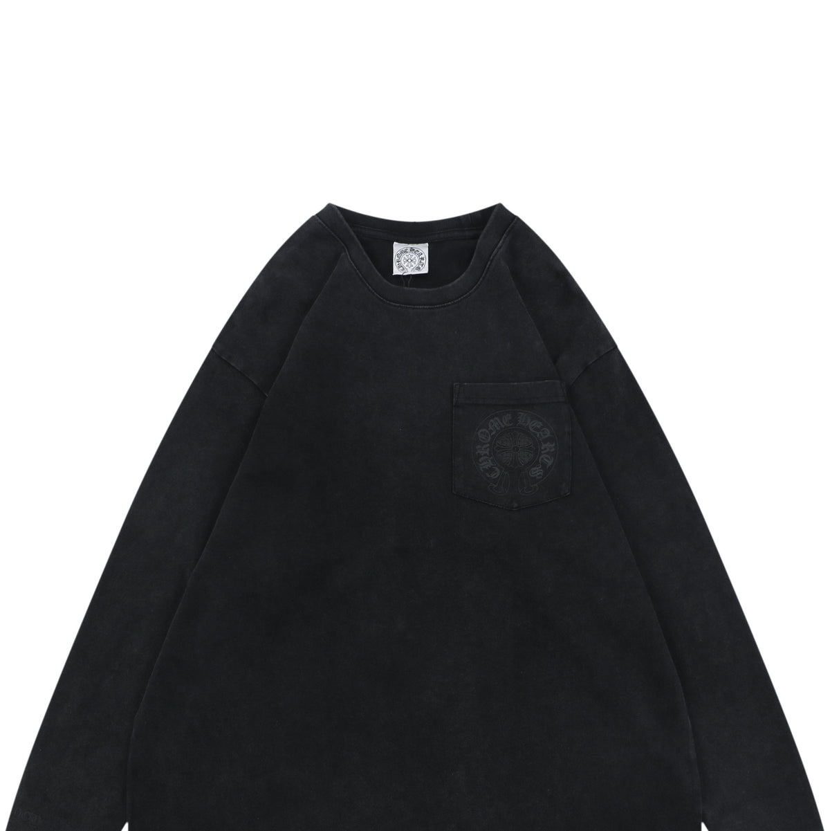 Chrome Hearts Shadow Cross Print Washed Long-Sleeve T-Shirt in Black