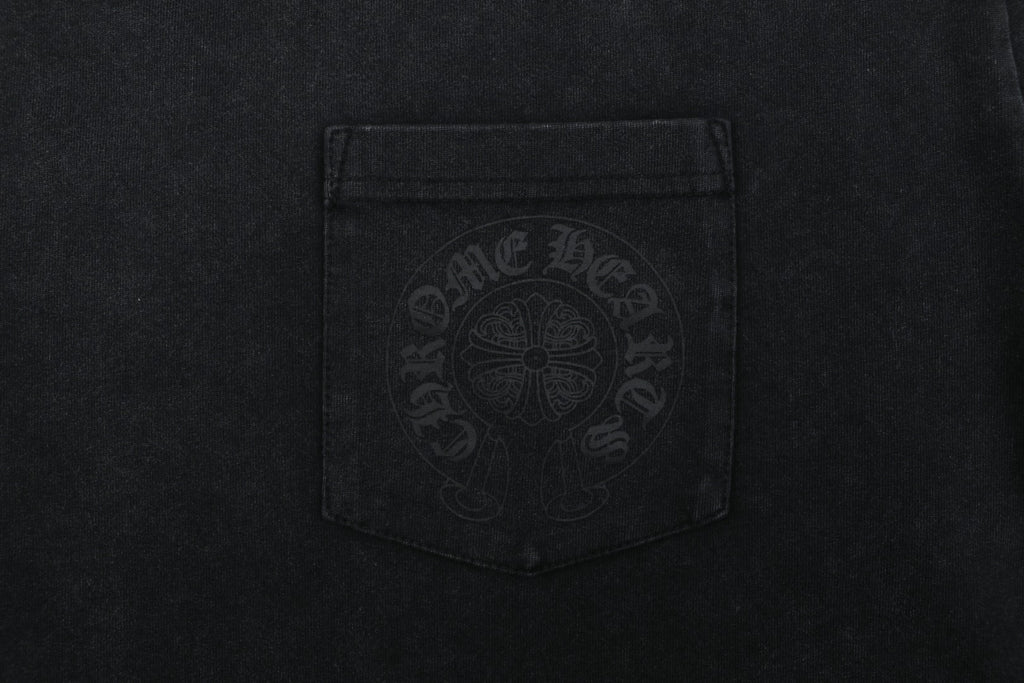 Chrome Hearts Shadow Cross Print Washed Long-Sleeve T-Shirt in Black