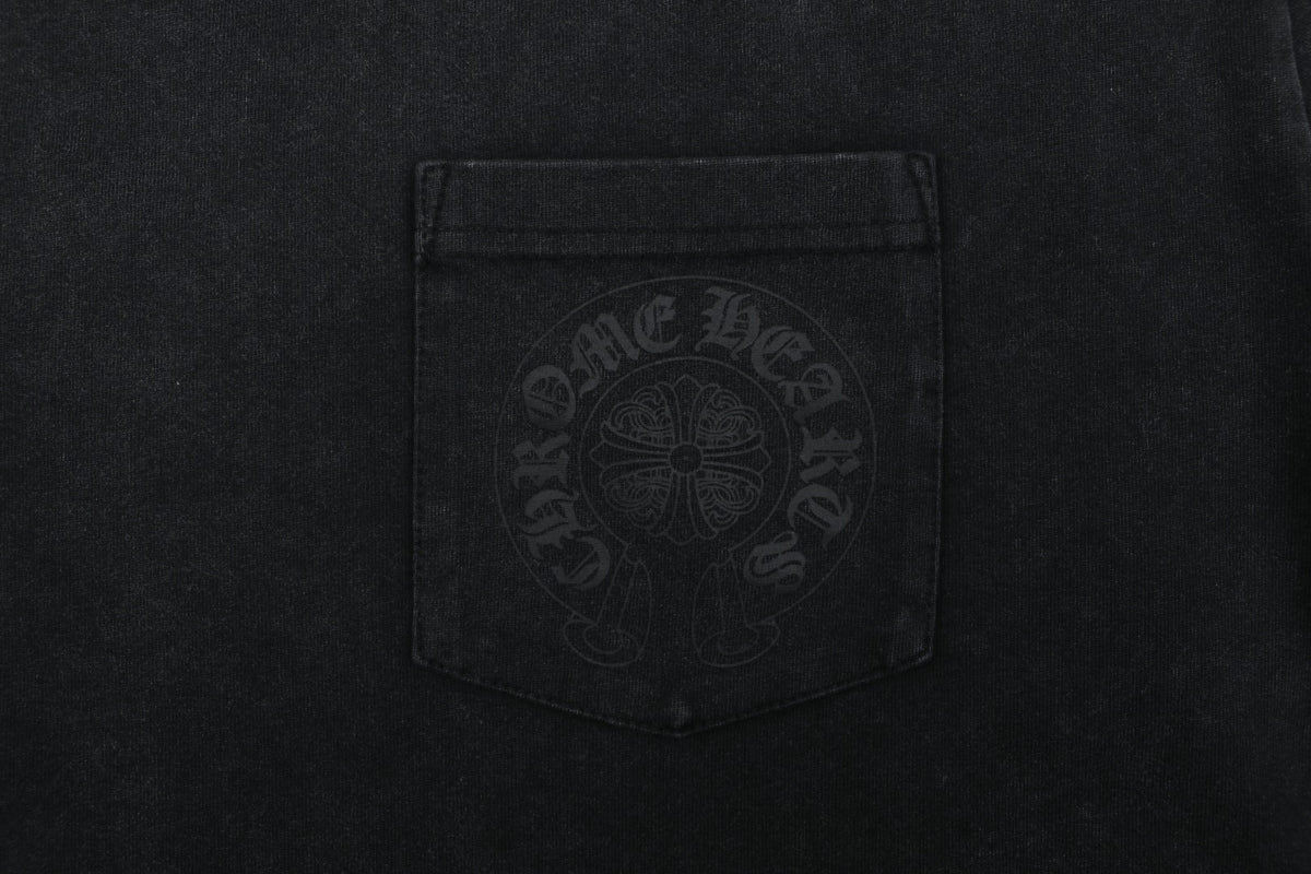 Chrome Hearts Shadow Cross Print Washed Long-Sleeve T-Shirt in Black