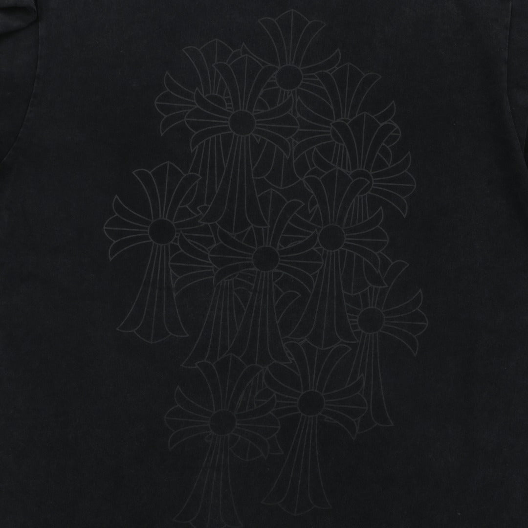 Chrome Hearts Shadow Cross Print Washed Long-Sleeve T-Shirt in Black