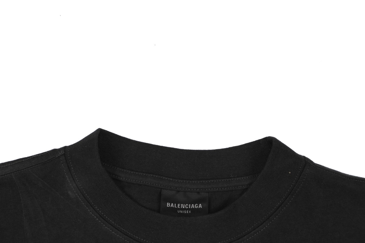 Balenciaga Blue Ring Logo T-Shirt in Black