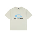 Balenciaga Blue Ring Logo T-Shirt in Off-White