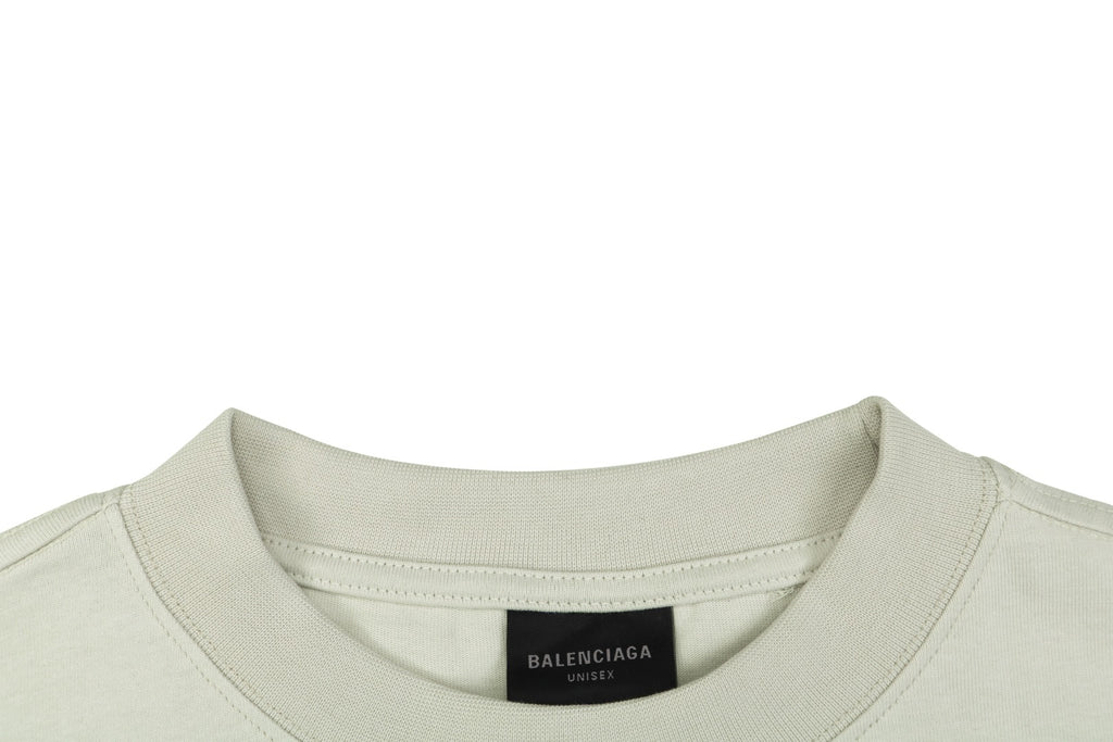 Balenciaga Blue Ring Logo T-Shirt in Off-White