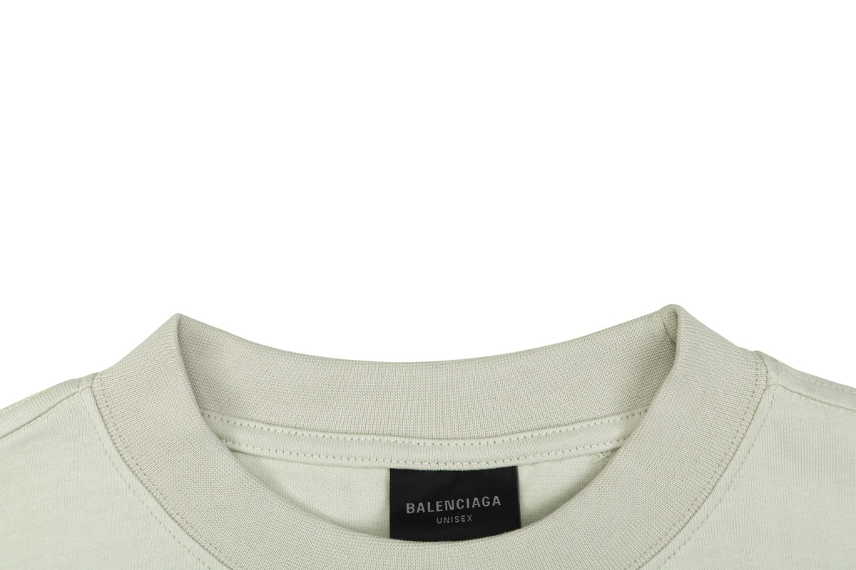 Balenciaga Blue Ring Logo T-Shirt in Off-White