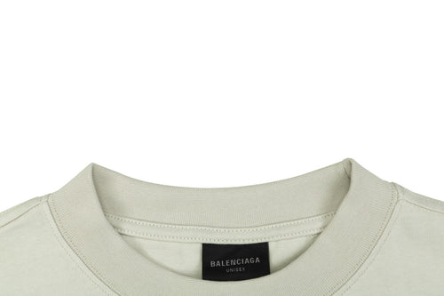 Balenciaga Blue Ring Logo T-Shirt in Off-White