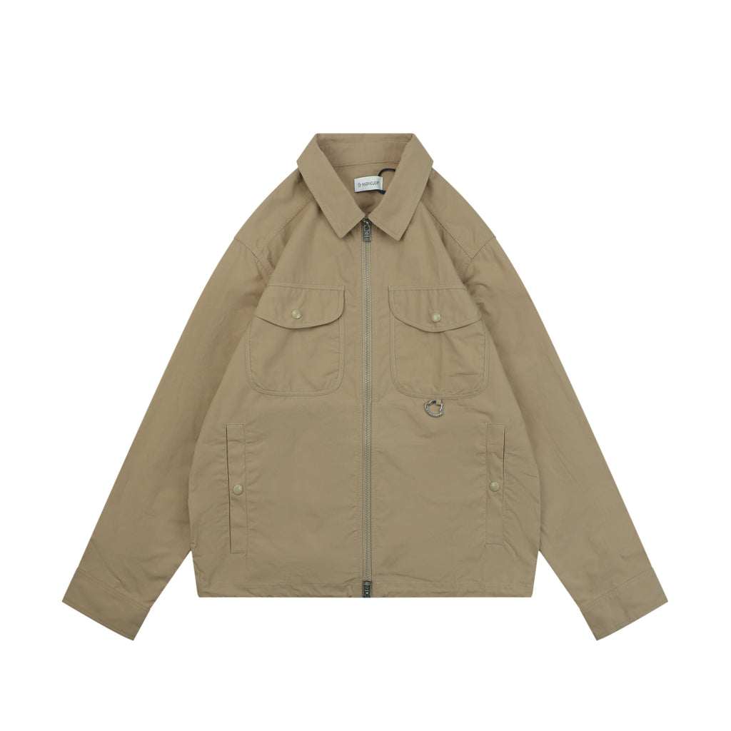 Moncler Sleeve MK Logo Multi-Pocket Jacket in Khaki