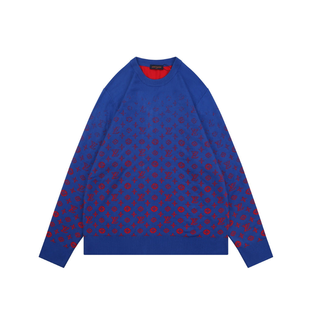 Louis Vuitton Blue Red Gradient Monogram Crewneck Sweater