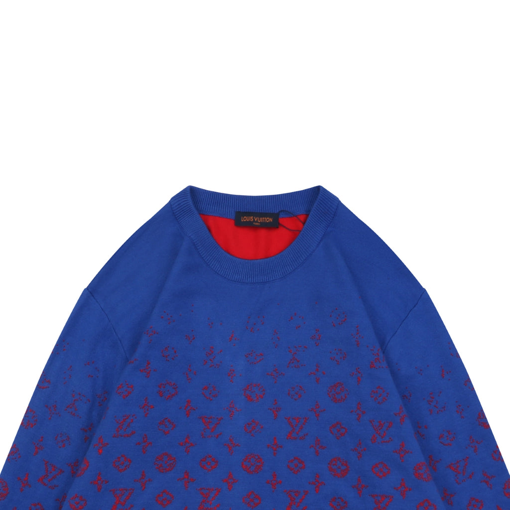 Louis Vuitton Blue Red Gradient Monogram Crewneck Sweater