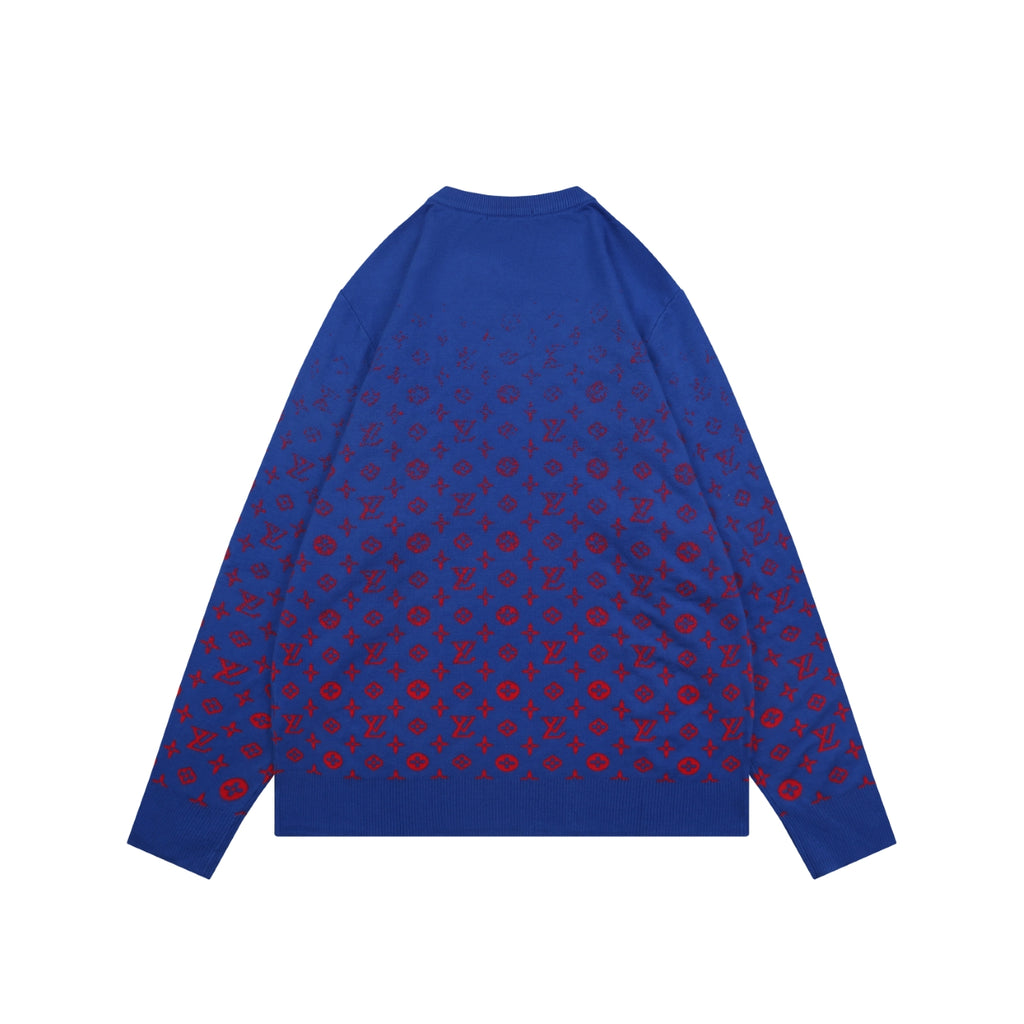 Louis Vuitton Blue Red Gradient Monogram Crewneck Sweater