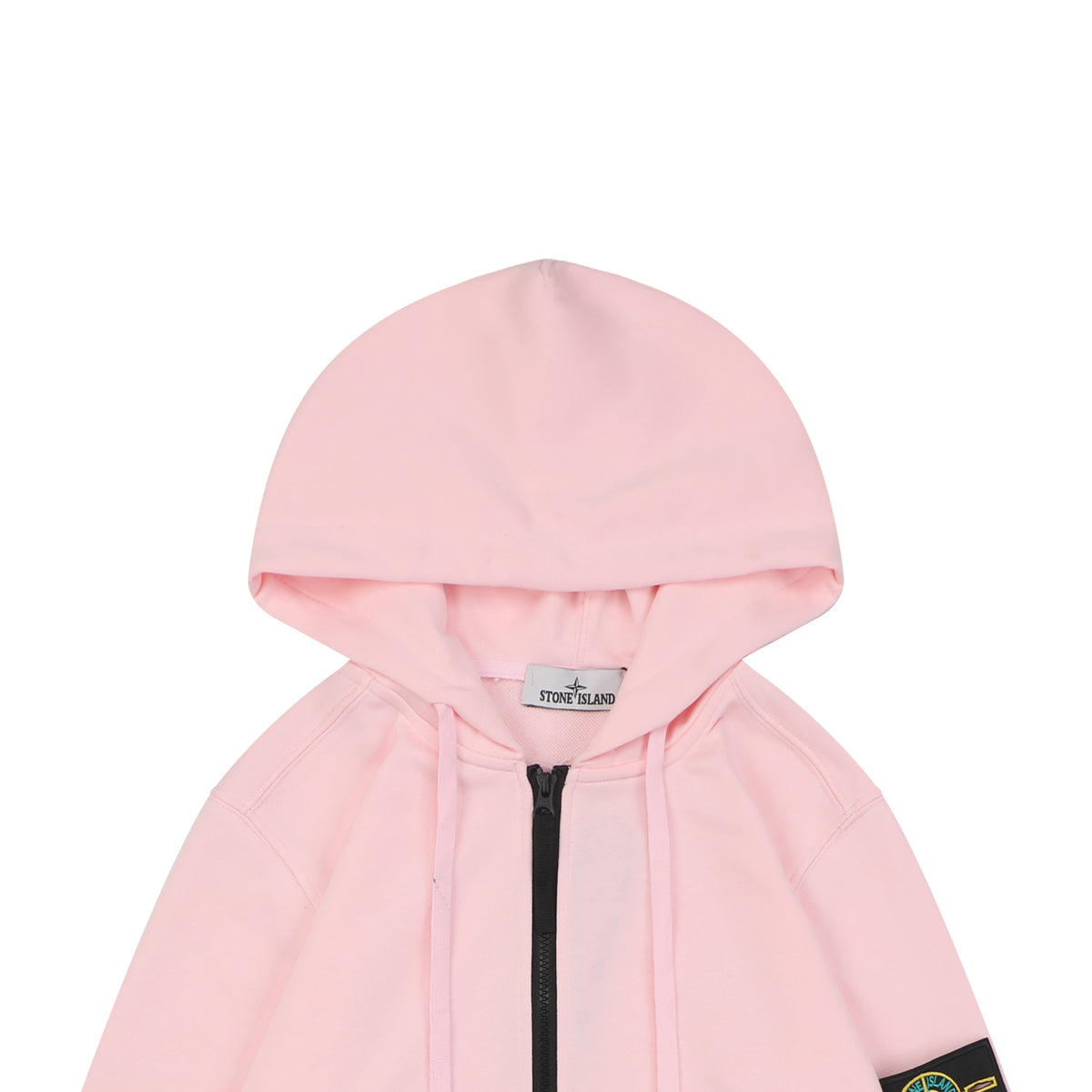 Stone Island Arm Badge Zip Hooded Jacket in Pink