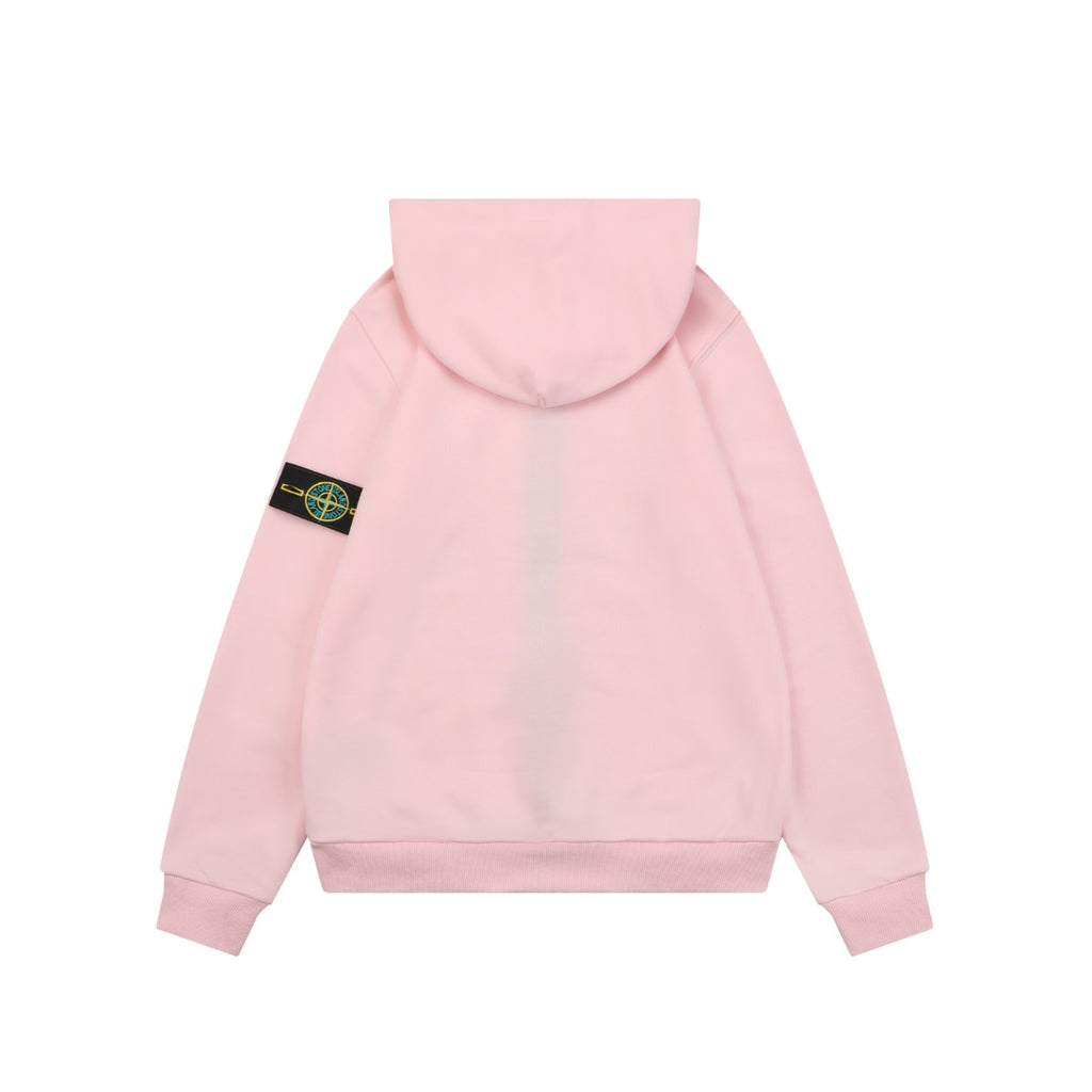 Stone Island Arm Badge Zip Hooded Jacket in Pink