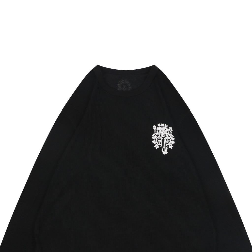 Chrome Hearts Waffle-Knit Vine Sword Print Long-Sleeve T-Shirt in Black