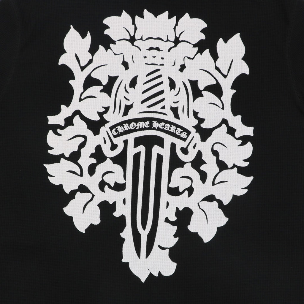 Chrome Hearts Waffle-Knit Vine Sword Print Long-Sleeve T-Shirt in Black