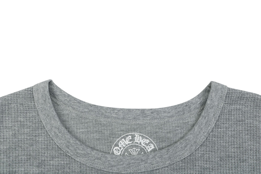 Chrome Hearts Waffle-Knit Vine Sword Print Long-Sleeve T-Shirt in Gray