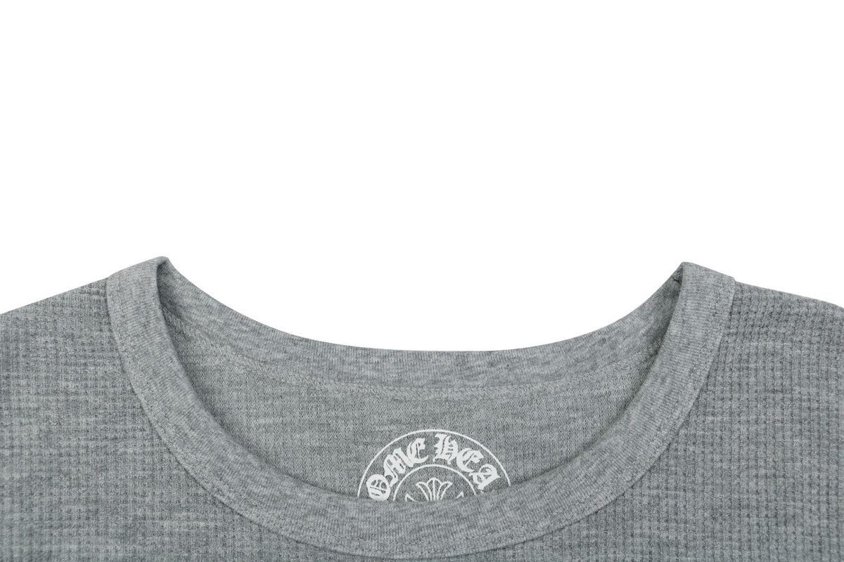 Chrome Hearts Waffle-Knit Vine Sword Print Long-Sleeve T-Shirt in Gray