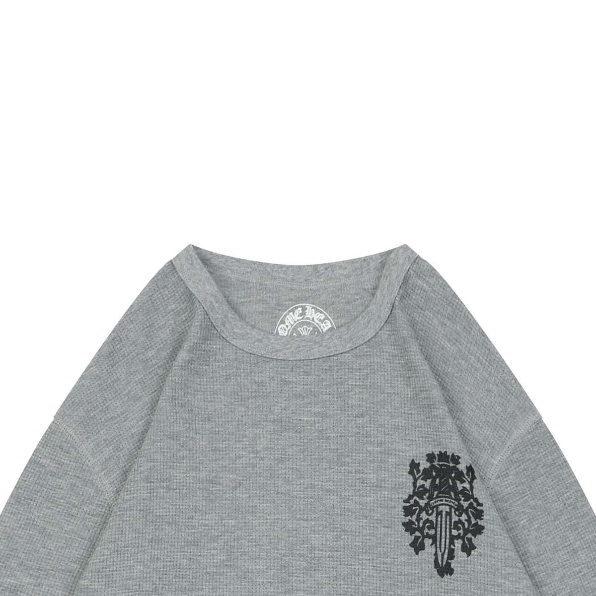 Chrome Hearts Waffle-Knit Vine Sword Print Long-Sleeve T-Shirt in Gray