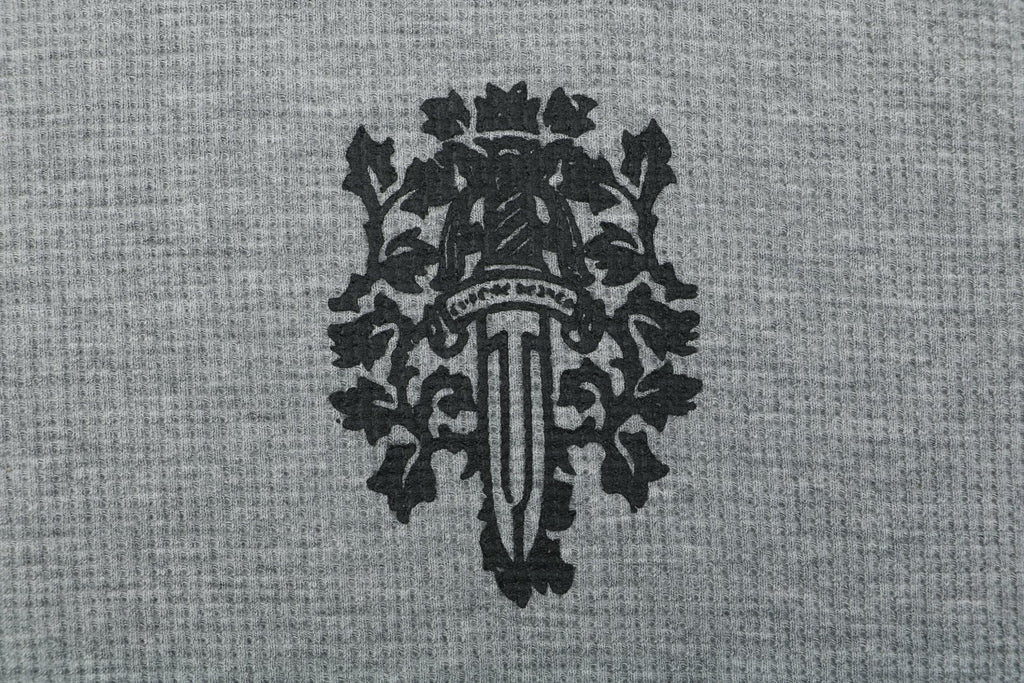 Chrome Hearts Waffle-Knit Vine Sword Print Long-Sleeve T-Shirt in Gray