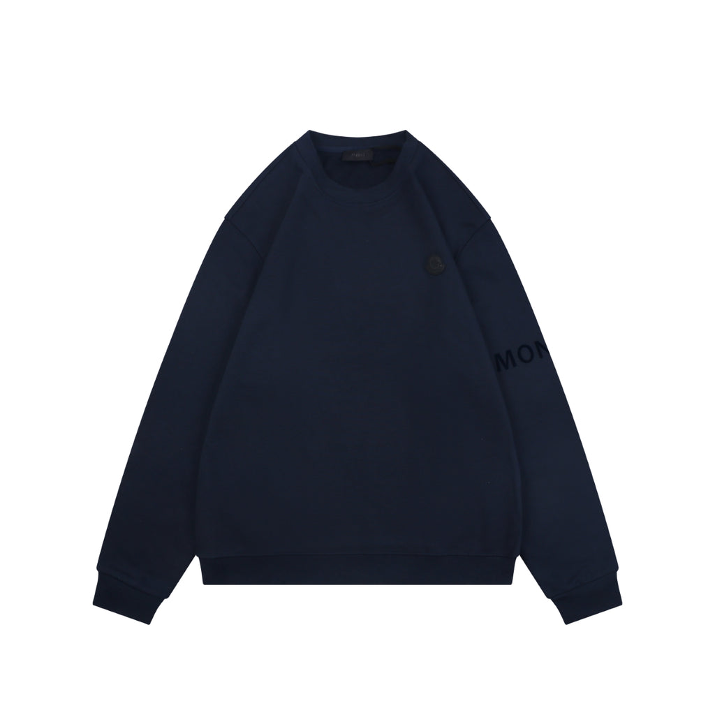 Moncler Tonal MK Logo Crewneck Sweatshirt in Navy