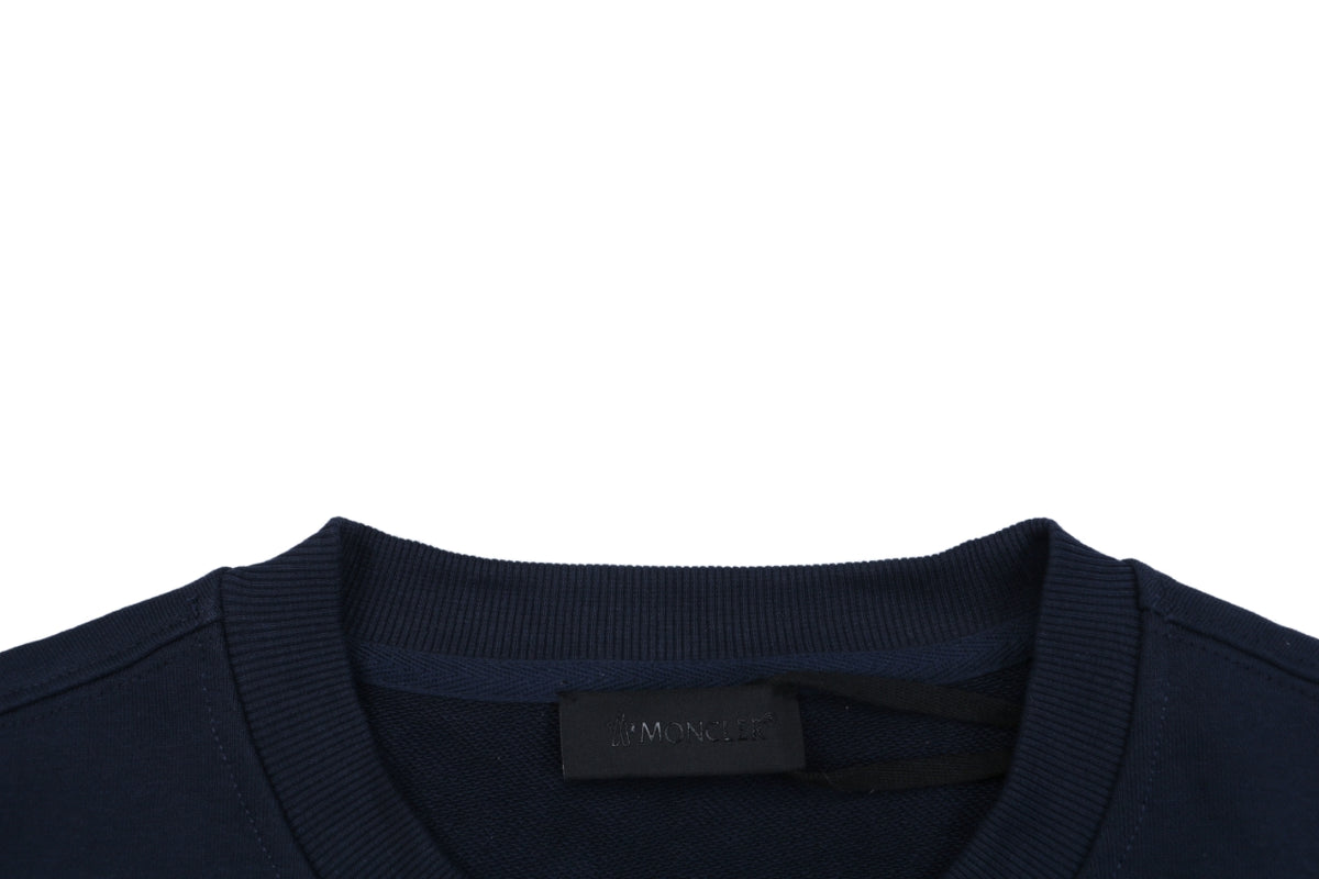 Moncler Tonal MK Logo Crewneck Sweatshirt in Navy