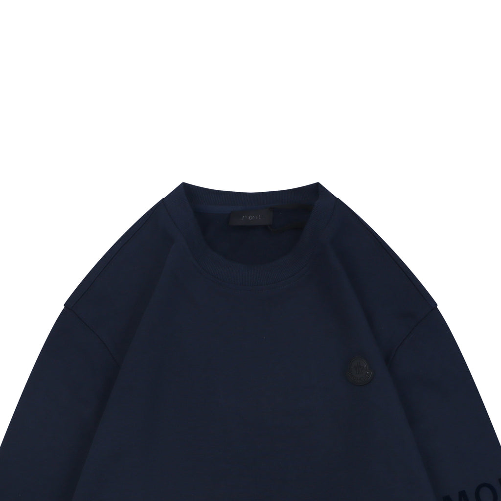 Moncler Tonal MK Logo Crewneck Sweatshirt in Navy