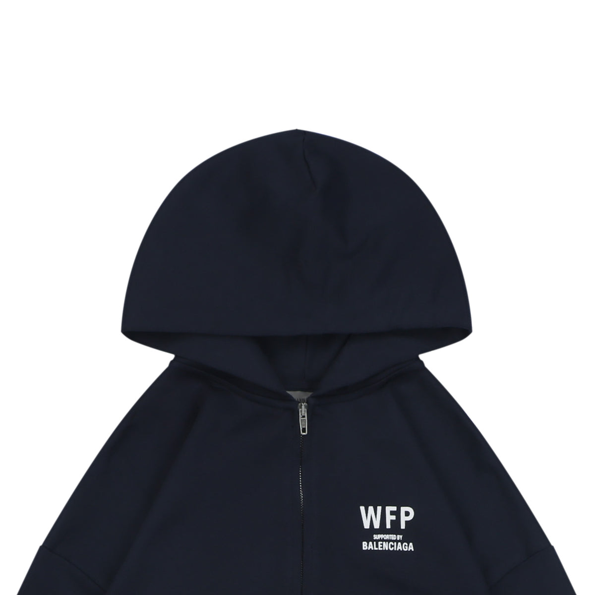 Balenciaga WFP Letter Print Hooded Jacket in Navy