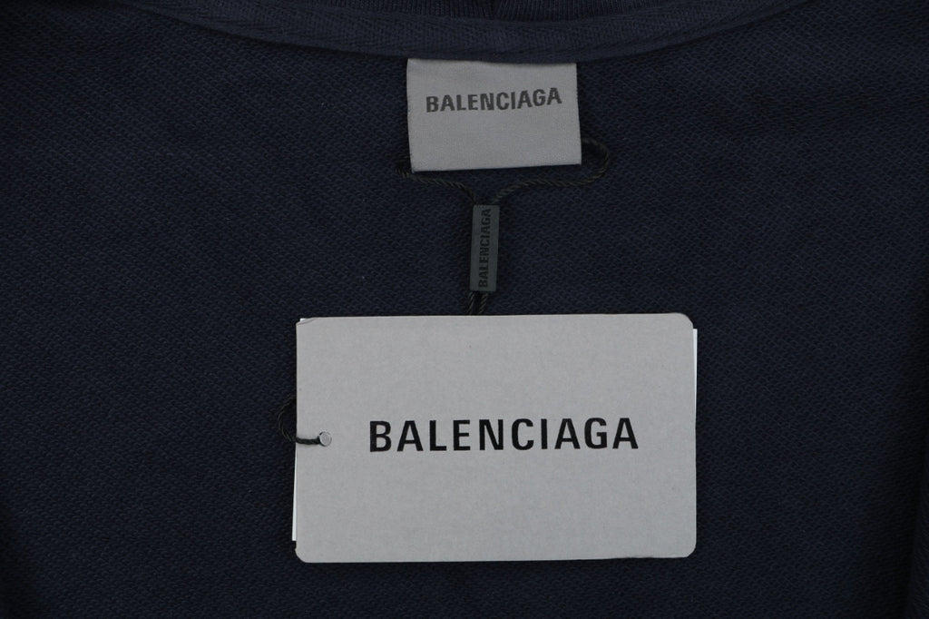Balenciaga WFP Letter Print Hooded Jacket in Navy