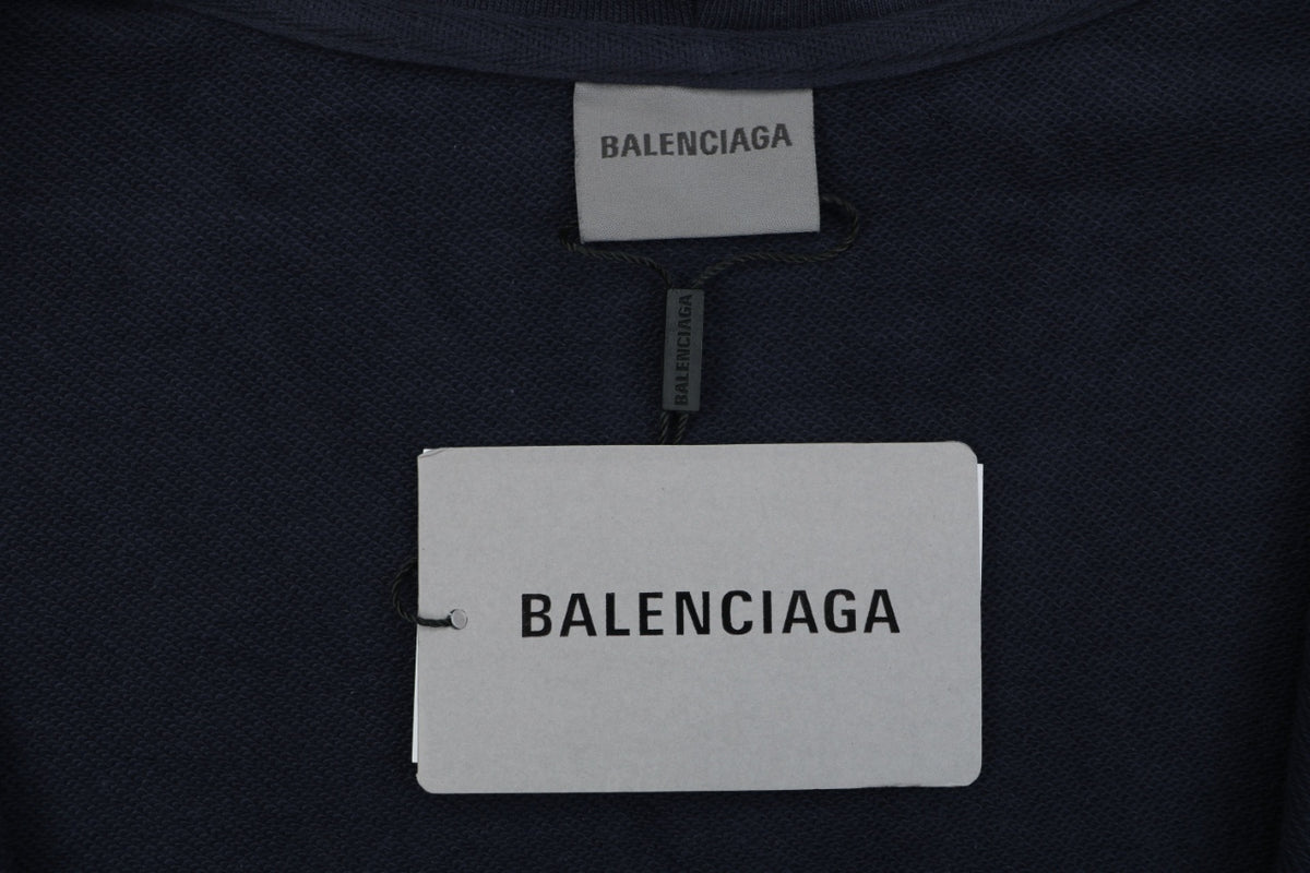 Balenciaga WFP Letter Print Hooded Jacket in Navy