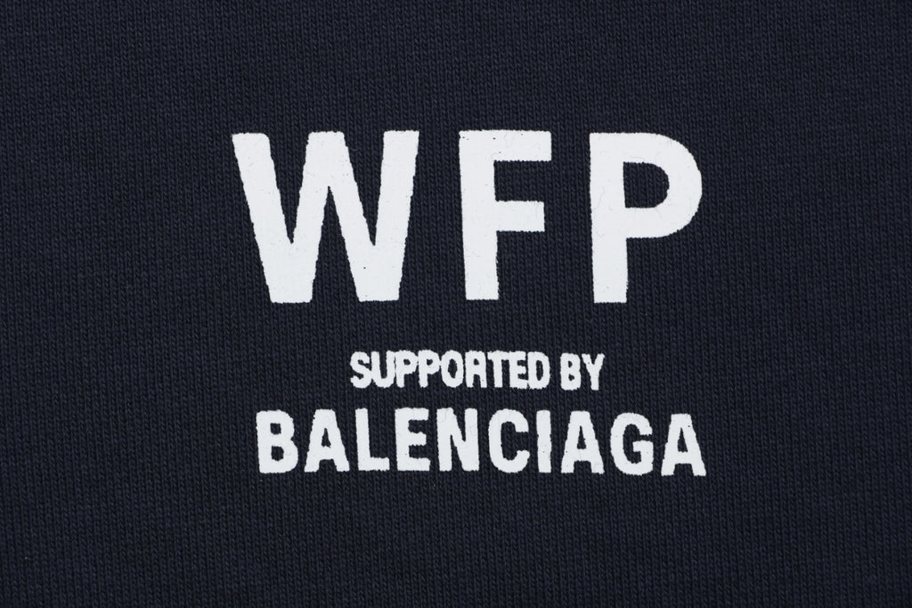 Balenciaga WFP Letter Print Hooded Jacket in Navy