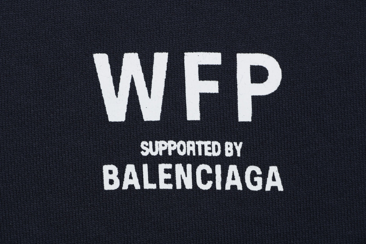 Balenciaga WFP Letter Print Hooded Jacket in Navy