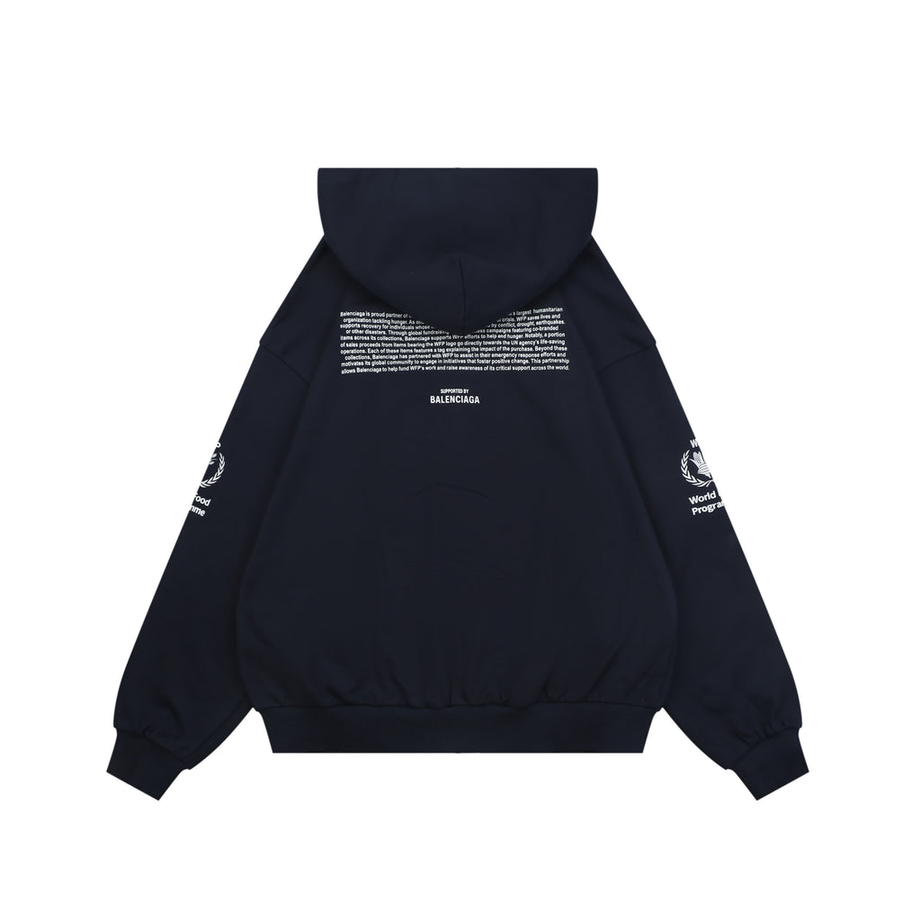 Balenciaga WFP Letter Print Hooded Jacket in Navy