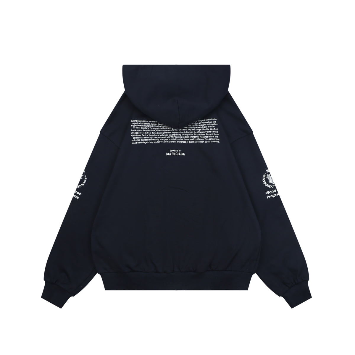 Balenciaga WFP Letter Print Hooded Jacket in Navy