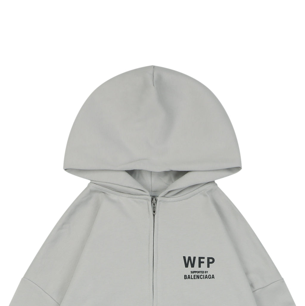 Balenciaga WFP Letter Print Hooded Jacket in Light Gray