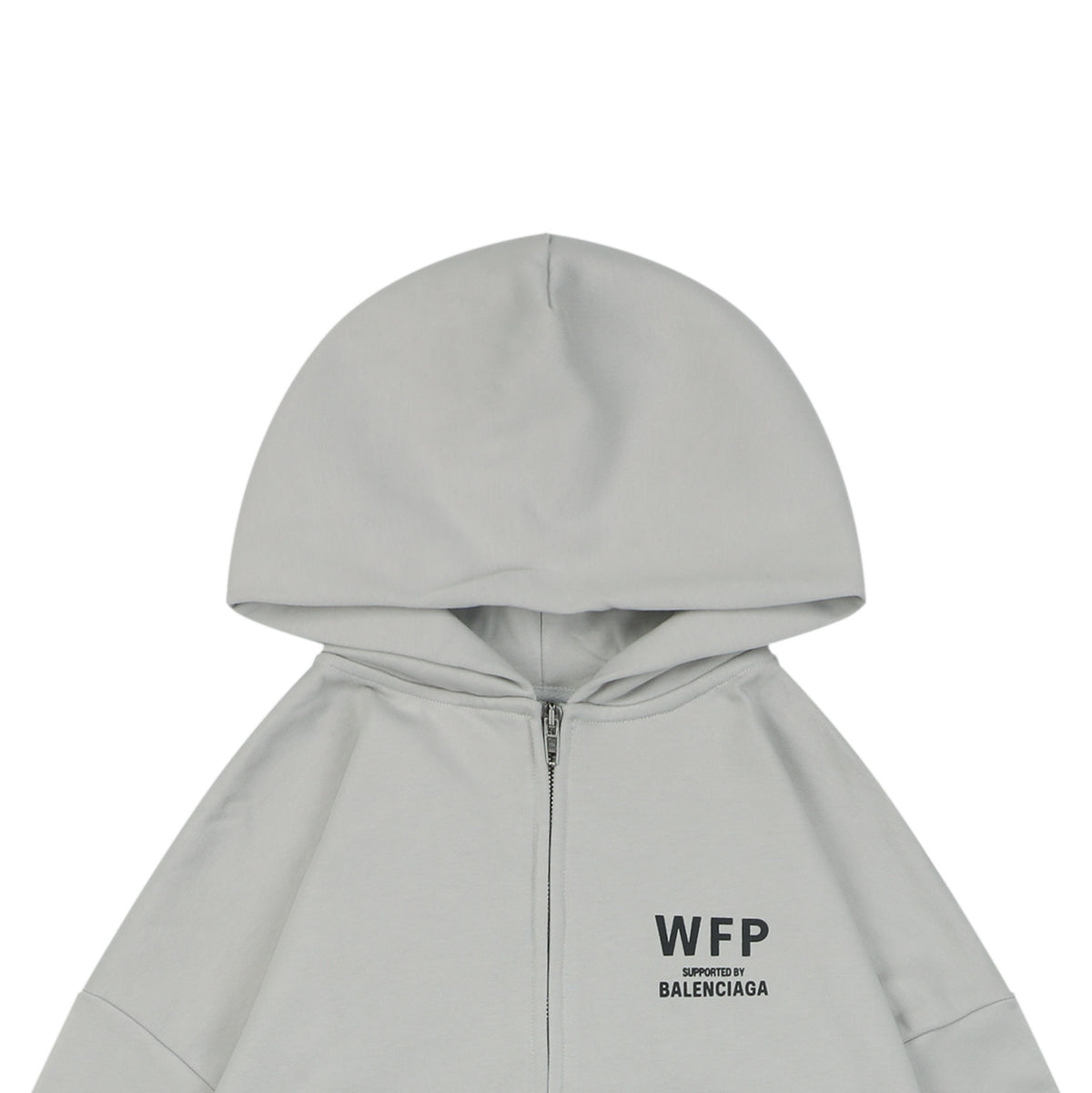 Balenciaga WFP Letter Print Hooded Jacket in Light Gray