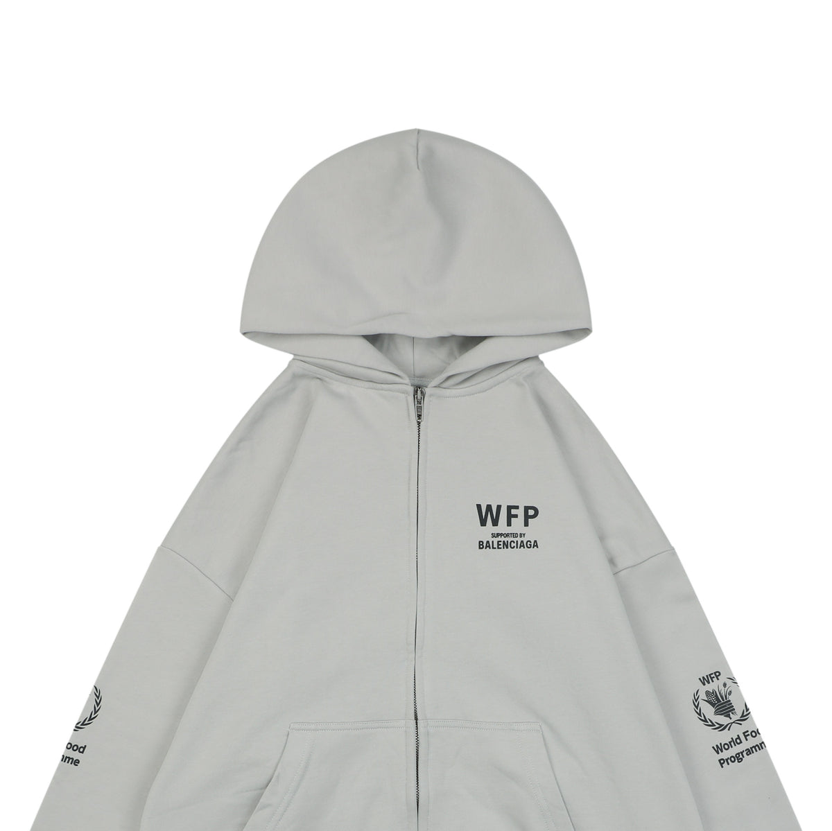 Balenciaga WFP Letter Print Hooded Jacket in Light Gray